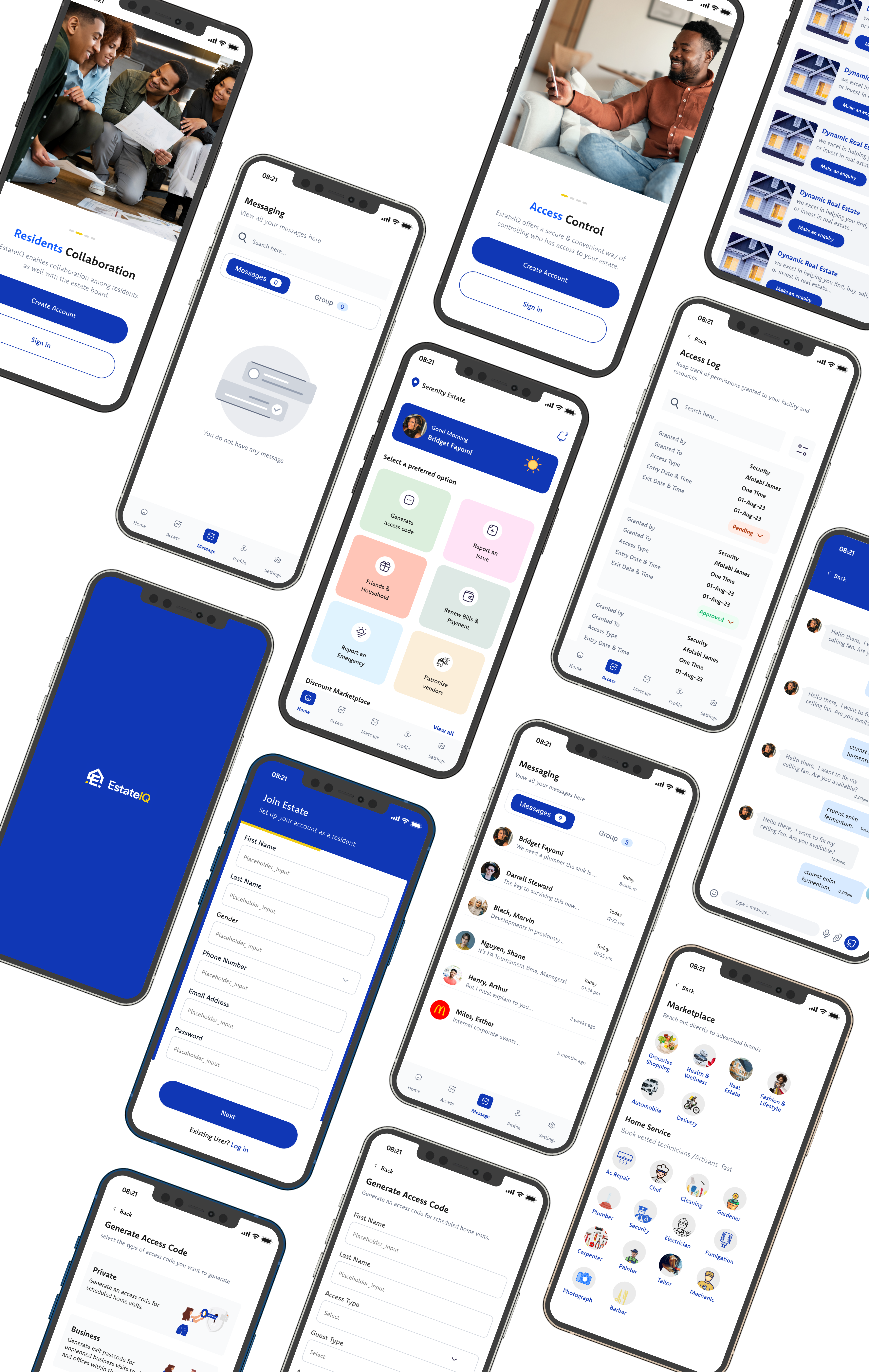 EstateIQ high-fidelity screens